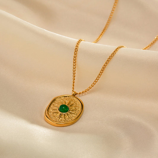 18K Gold  Healing Emerald Versatile Pendant - Michelle