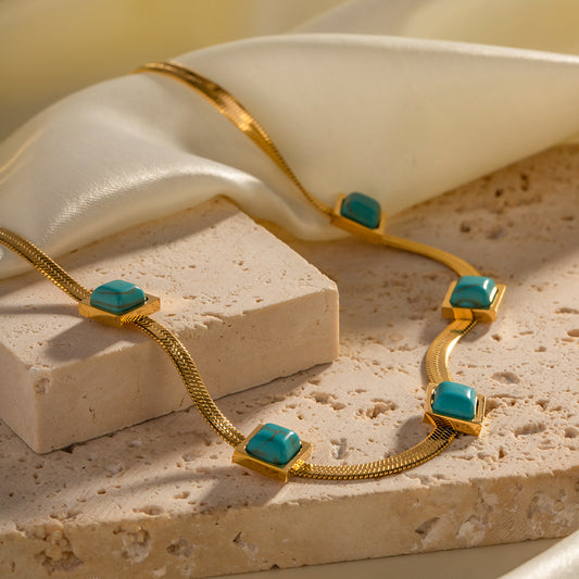 18K Gold Blue Malachite Protection  Necklace - Orla