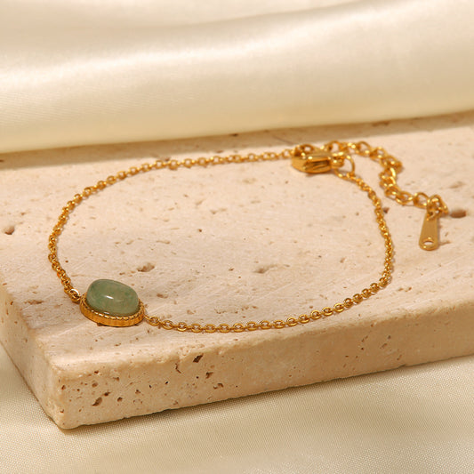 18K Gold Exquisite Abundance Attracting Green Aventurine Bracelet