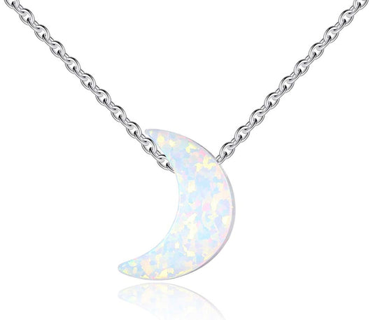 Empowering Moon and Opal Pendant (Dainty)